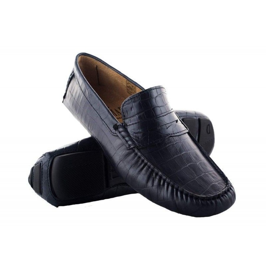 Hombre Zerimar Casual | Mocasines De Piel Para Hombre Con Antifaz Grabado Coco Azul_Marino