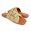 Mujer Zerimar Sandalias | Sandalias Planas De Piel Detalle Mimbre Beige