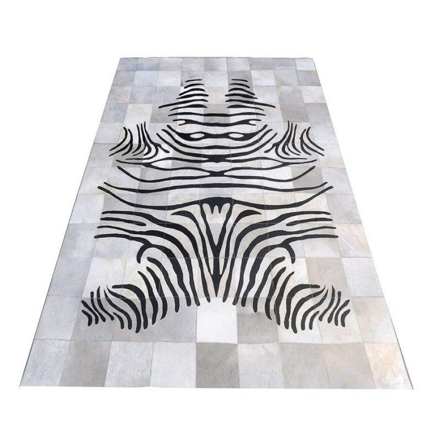 Decoracion Zerimar Alfombras Patchwork | Alfombra Piel De Toro Natural 140X200 Cm Blanco_Negro