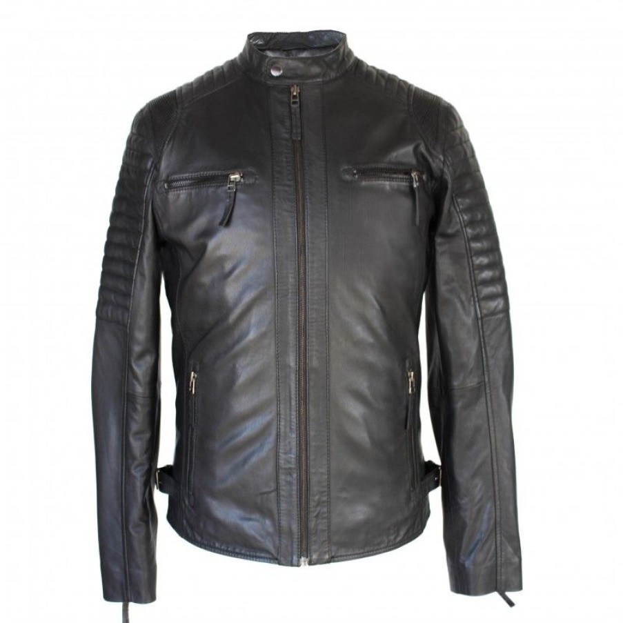 Hombre Zerimar Chaquetas De Cuero | Chaqueta De Piel Con Acolchado Peak