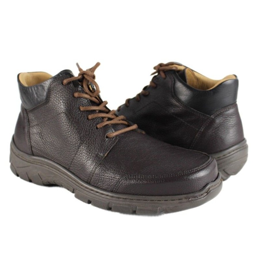 Hombre Zerimar Casual | Botin De Cuero Con Cordones Modelo Sr Marron