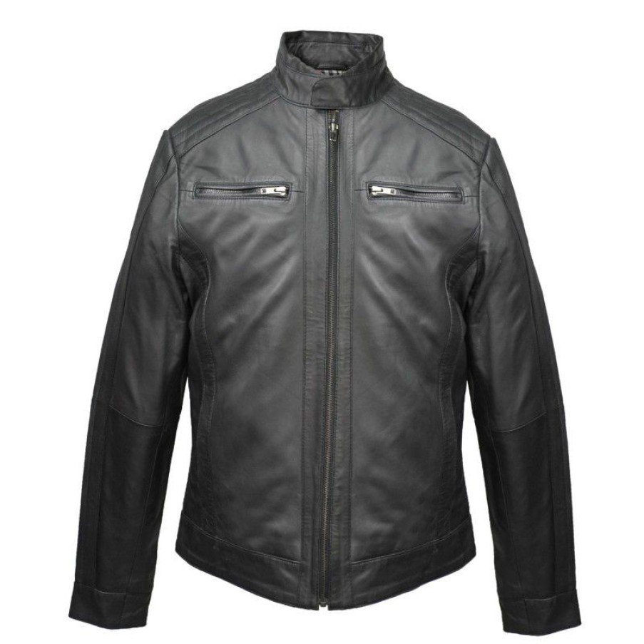 Hombre Zerimar Chaquetas De Cuero | Cazadora De Piel Con Cremalleras Modelo Hill