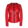 Mujer Zerimar Chaquetas De Cuero | Chaqueta De Piel Con Detalle Lineas Modelo Arana Rojo