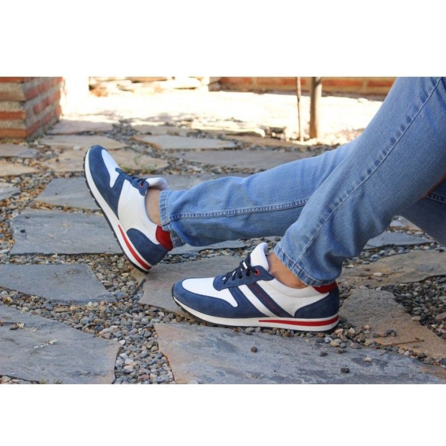 Hombre Zerimar Casual | Sneakers De Piel Con Cordones Modelo Lugo