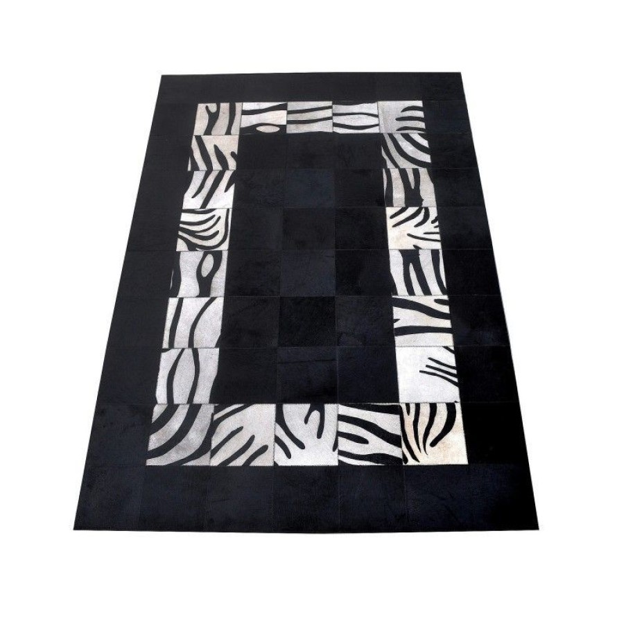 Decoracion Zerimar Alfombras Patchwork | Alfombra Patchwork Piel De Toro 240X300 Cm Negro_Blanco