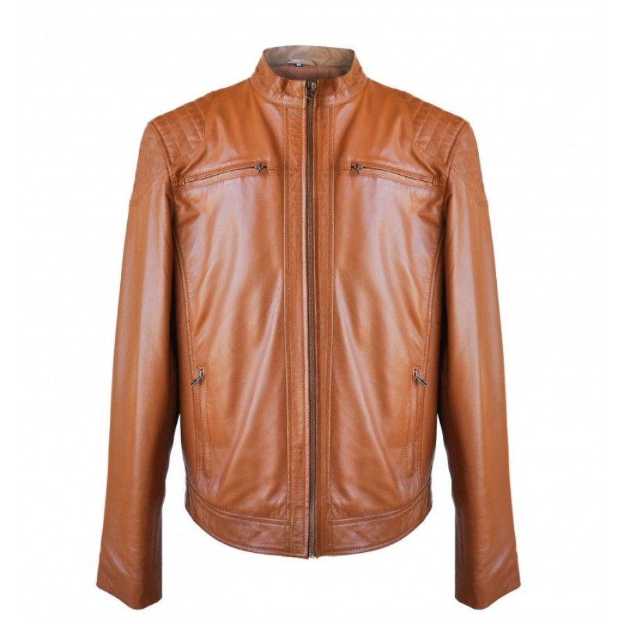 Hombre Zerimar Chaquetas De Cuero | Chaqueta De Con Cremallera Modelo Lounge Cuero