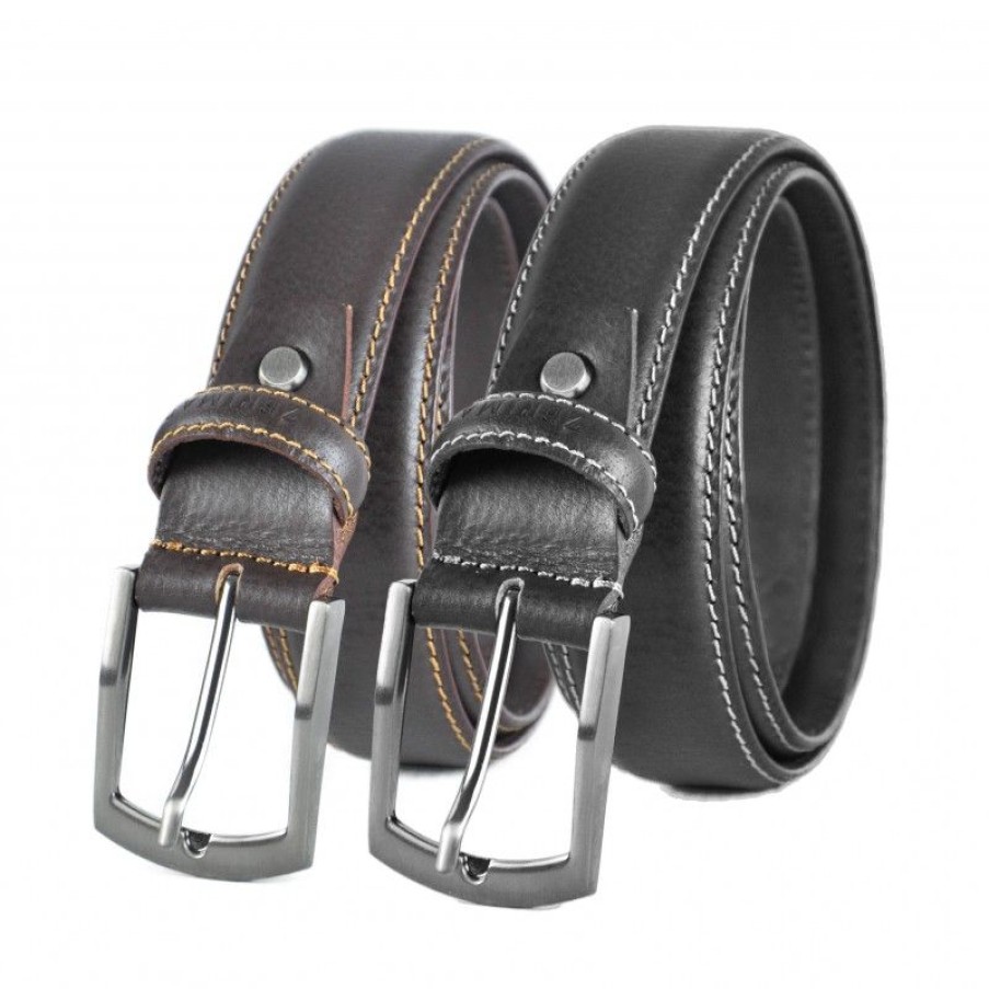 Hombre Zerimar Cinturones | Pack 2 Cinturones De Piel Anchura 34 Mm Deus