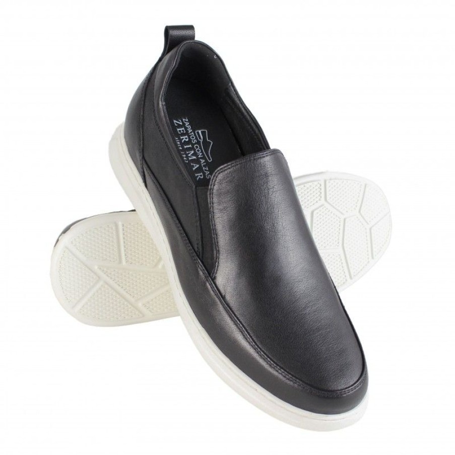 Zapatos Con Alza Zerimar | Zapatos De Piel Con Alzas Interiores +6 Cm Modelo Tommo Negro