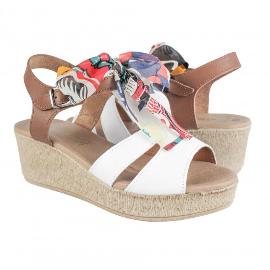 Mujer Zerimar Sandalias | Sandalias De Piel Con Lazo Modelo Chalk