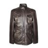 Hombre Zerimar Chaquetas De Cuero | Chaqueta De Piel Con Doble Cierre Y Bolsillos Modelo Fisher Marron