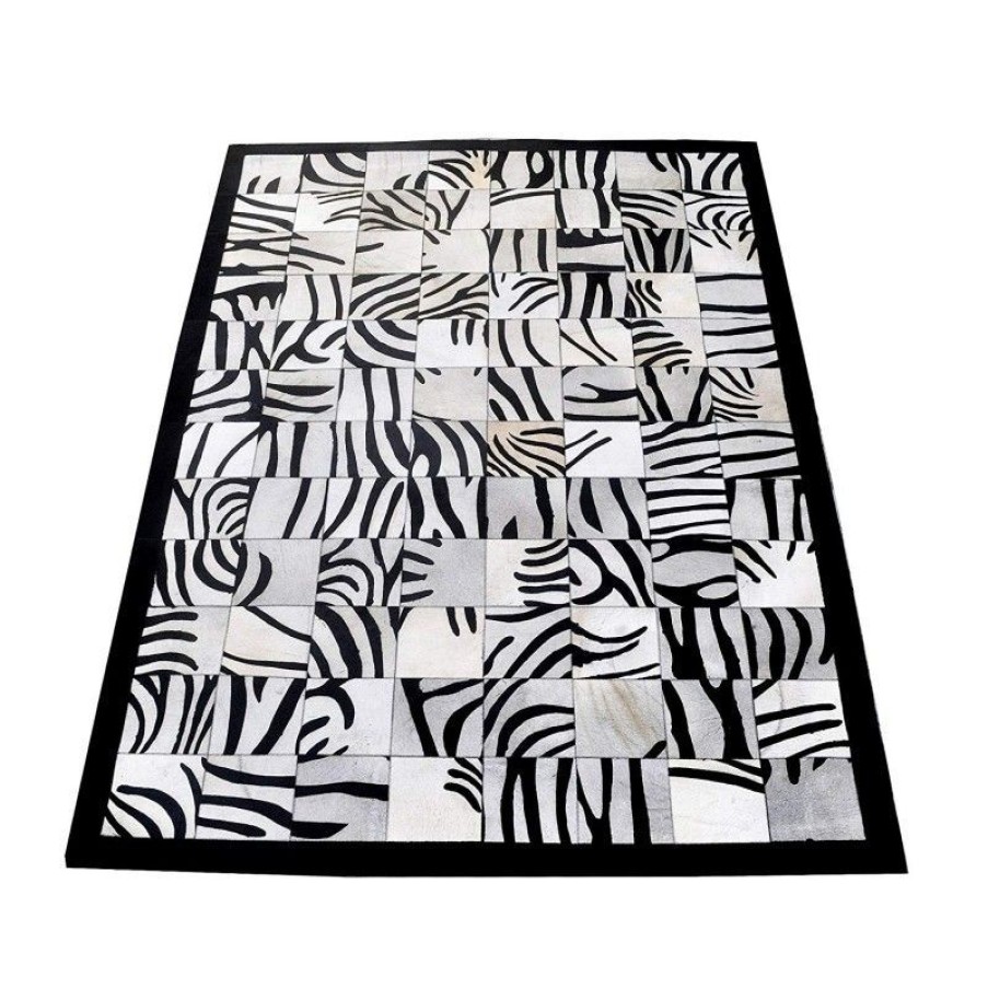 Decoracion Zerimar Alfombras Patchwork | Alfombra De Piel De Toro Medida 170X240 Cm Blanco_Negro