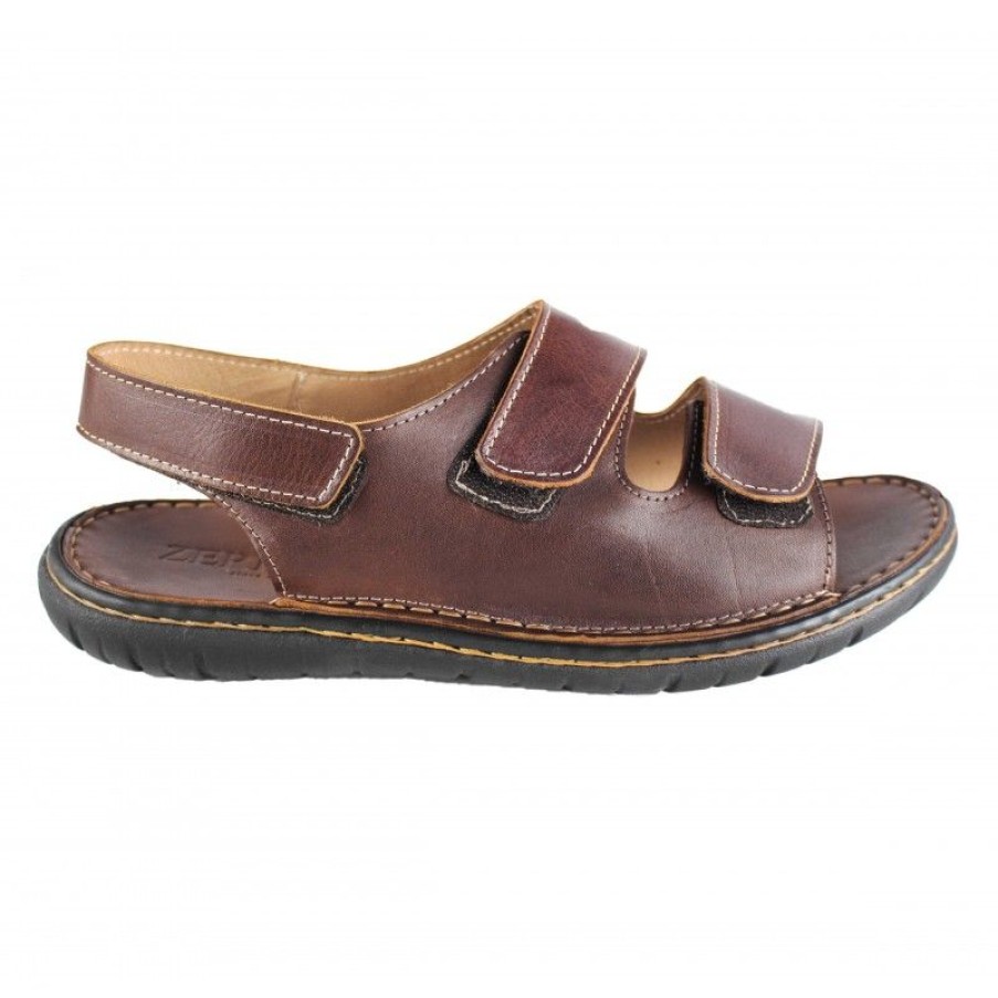 Hombre Zerimar Sandalias En Cuero | Sandalia De Piel Ajustable Con Velcro Modelo Jukono