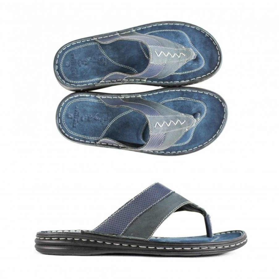 Hombre Zerimar Sandalias En Cuero | Chanclas De Piel Modelo Sesmor