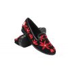 Mujer Zerimar Casual | Zapatos De Piel De Mujer Tipo Mocasin Bordados Negro_Burdeos