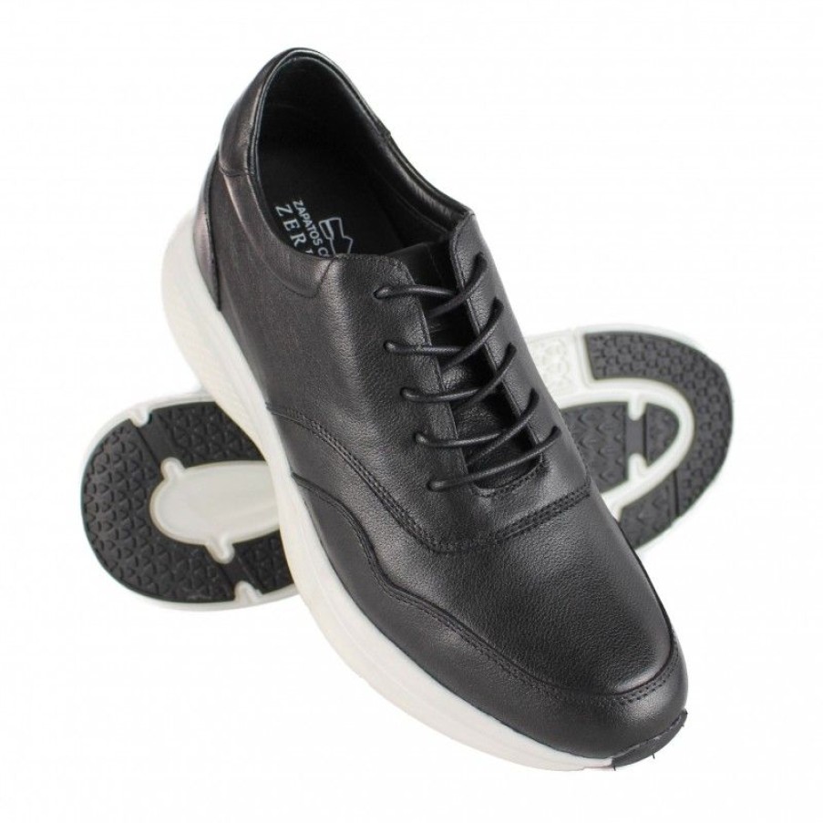 Zapatos Con Alza Zerimar | Zapatos De Piel Con Alzas Interiores +7 Cm Modelo Olvio Negro