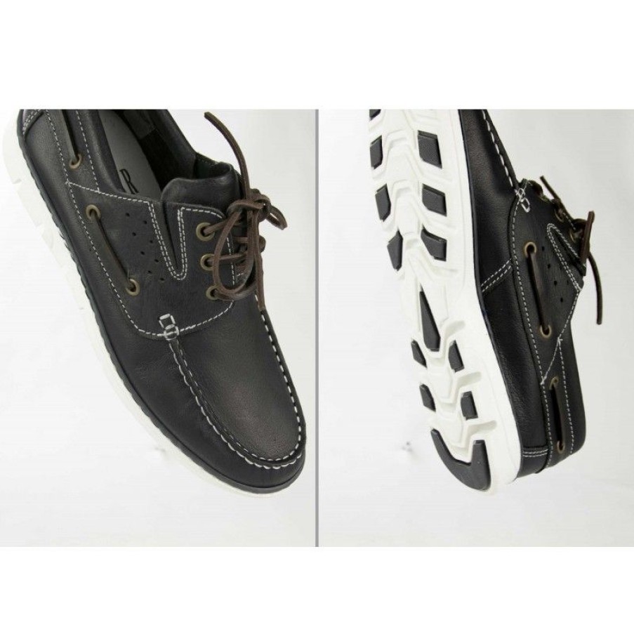 Hombre Zerimar Casual | Nauticos De Piel Ligeros Con Cordones Modelo Timber Azul_Marino