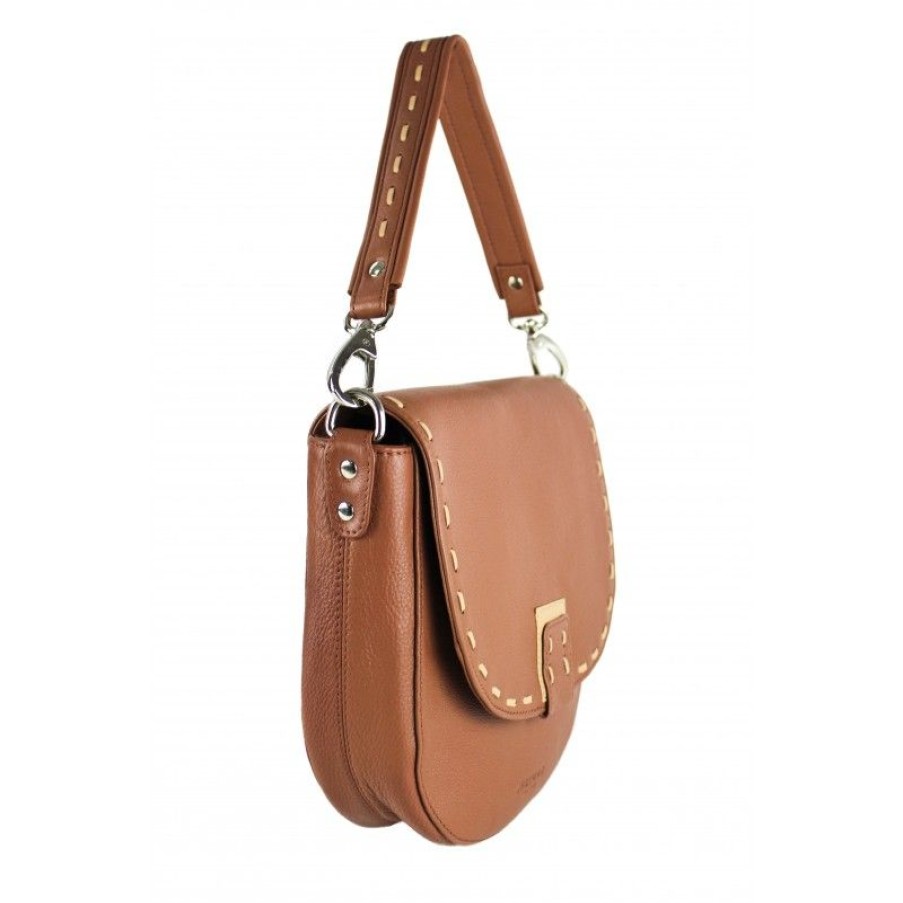 Mujer Zerimar Bolsos | Bolso De Piel Detalle Beige Con Doble Asa 23X6X23 Cm