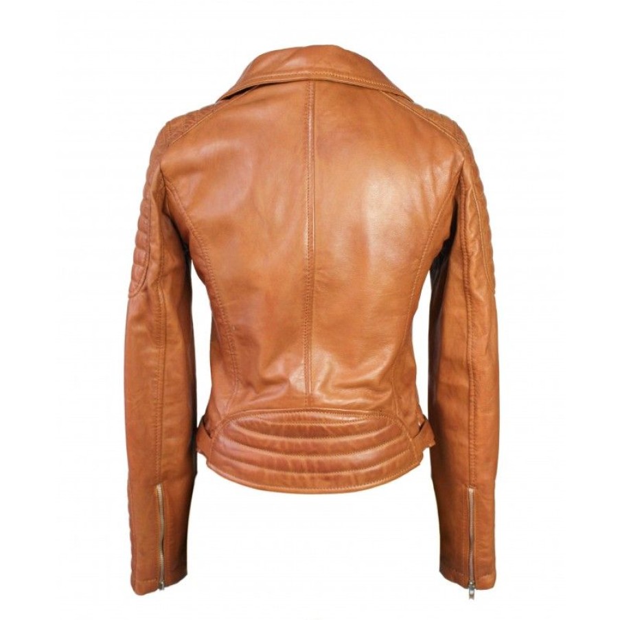 Mujer Zerimar Chaquetas De Cuero | Chaqueta Heavy De Piel Con Detalle Acolchado Modelo Dajo