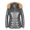 Mujer Zerimar Chaquetas De Cuero | Chaqueta De Piel Con Capucha De Racoon Modelo Almond