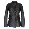 Mujer Zerimar Chaquetas De Cuero | Blazer De Piel Para Mujer Modelo Vitto Negro