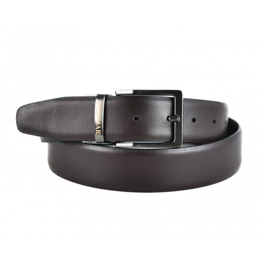 Hombre Zerimar Cinturones | Cinturon De Piel Reversible 34 Mm Richie Negro_Marron