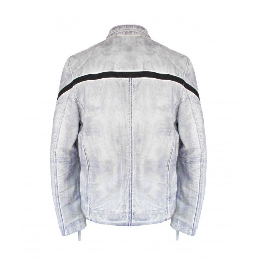 Hombre Zerimar Chaquetas De Cuero | Chaqueta De Con Detalle Lineal Modelo Ryano