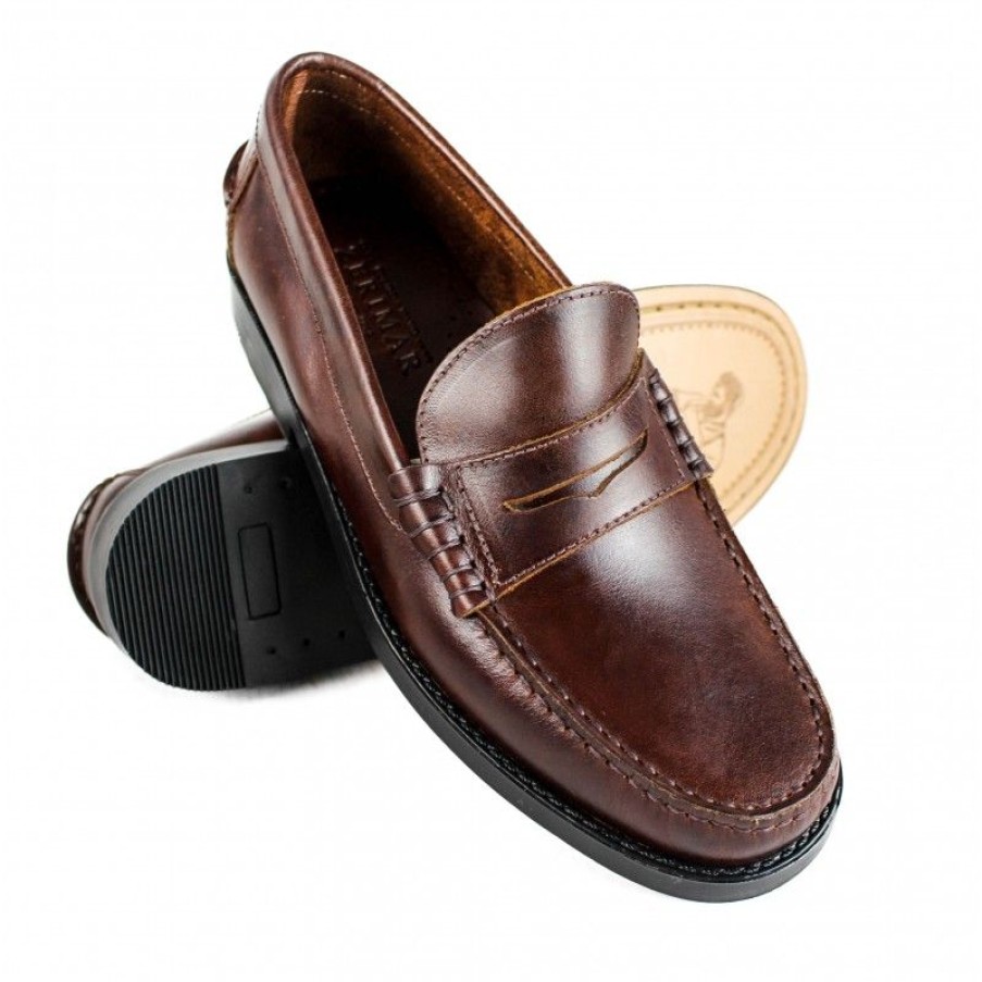 Hombre Zerimar Elegante | Mocasines De Hombre Engrasado Con Suela De Cuero