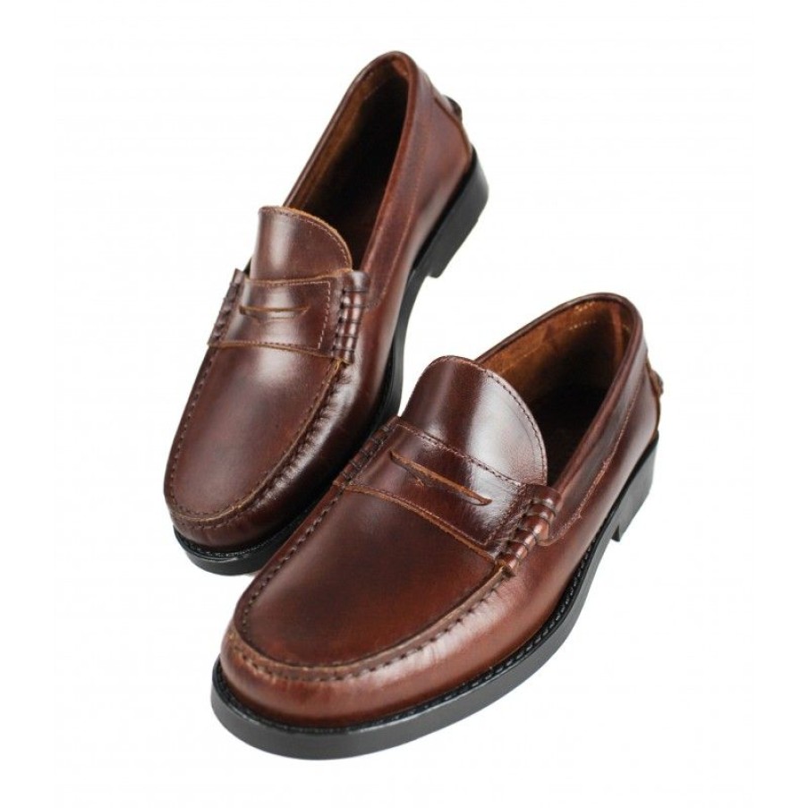 Hombre Zerimar Elegante | Mocasines De Hombre Engrasado Con Suela De Cuero