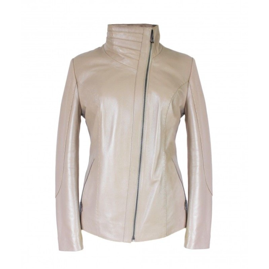 Mujer Zerimar Chaquetas De Cuero | Chaqueta De Piel Con Cremallera Diagonal Foste Tan