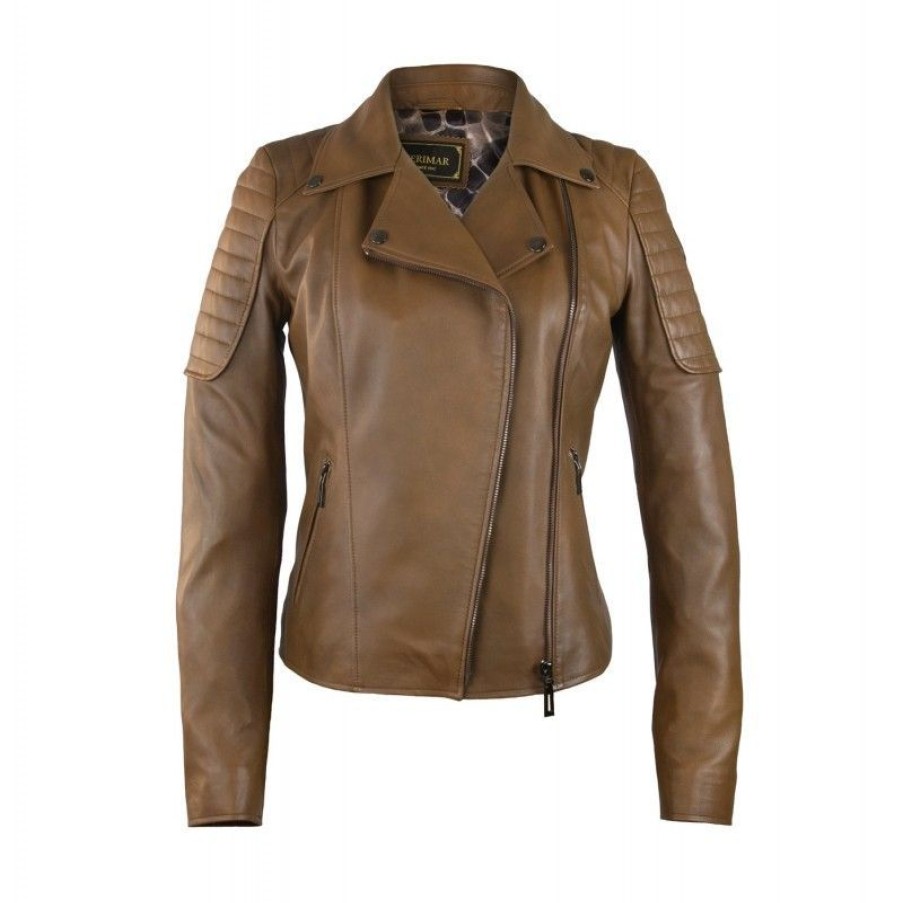 Mujer Zerimar Chaquetas De Cuero | Chaqueta De Estilo Biker Con Hombros Acolchados Para Mujer