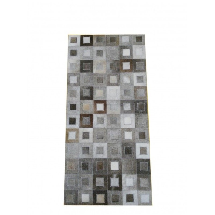 Decoracion Zerimar Alfombras Patchwork | Alfombra Patchwork Piel De Vaca 59X117 Cm Gris_Oscuro