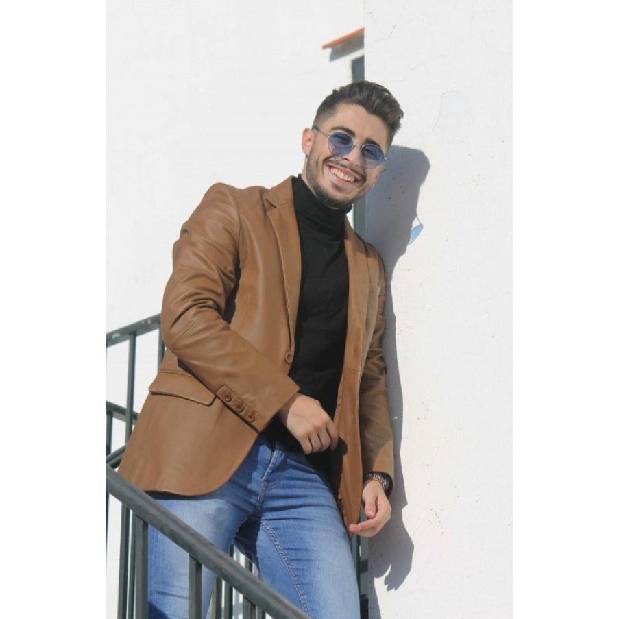 Hombre Zerimar Chaquetas De Cuero | Chaqueta De Piel Para Hombre Tipo Blazer Cuero